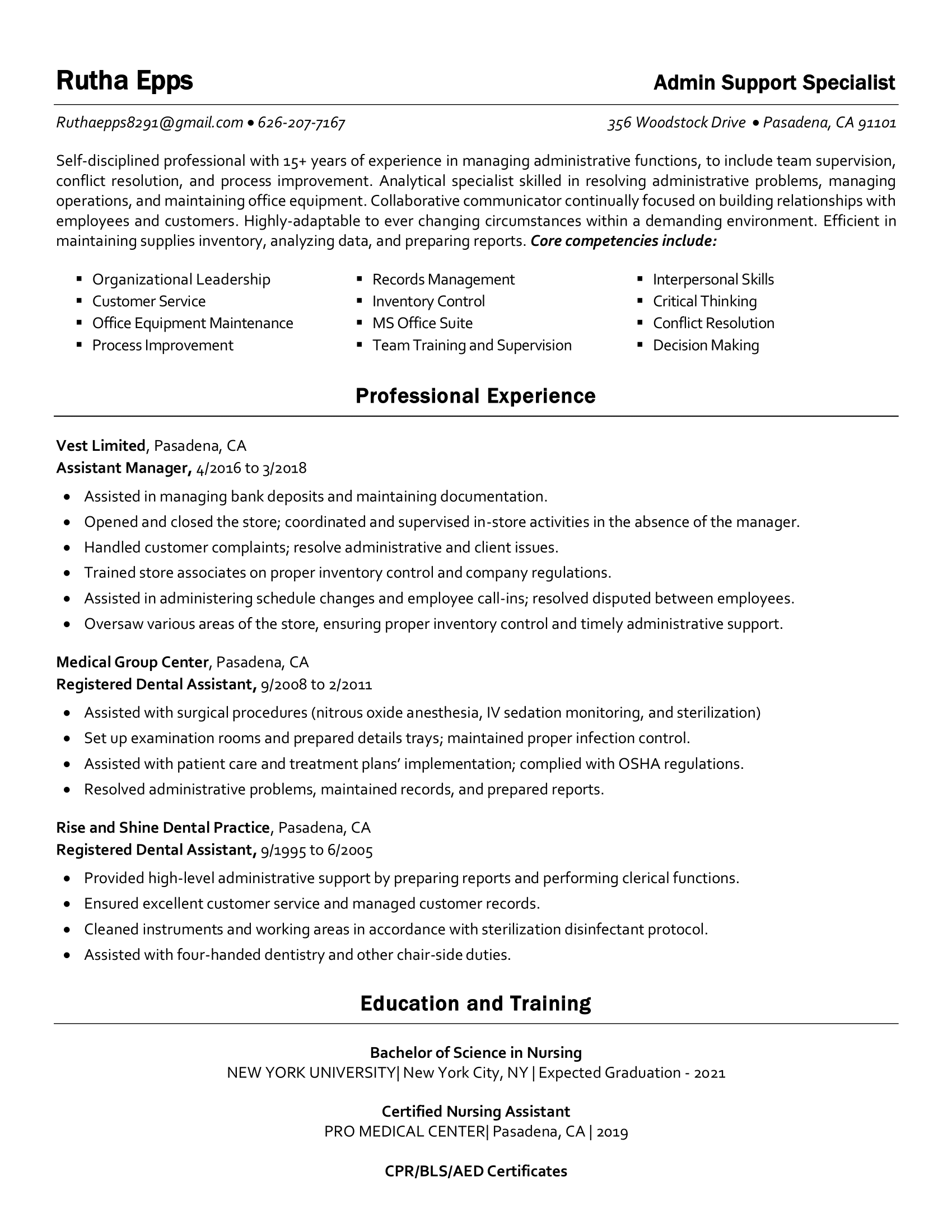 Resume Sample